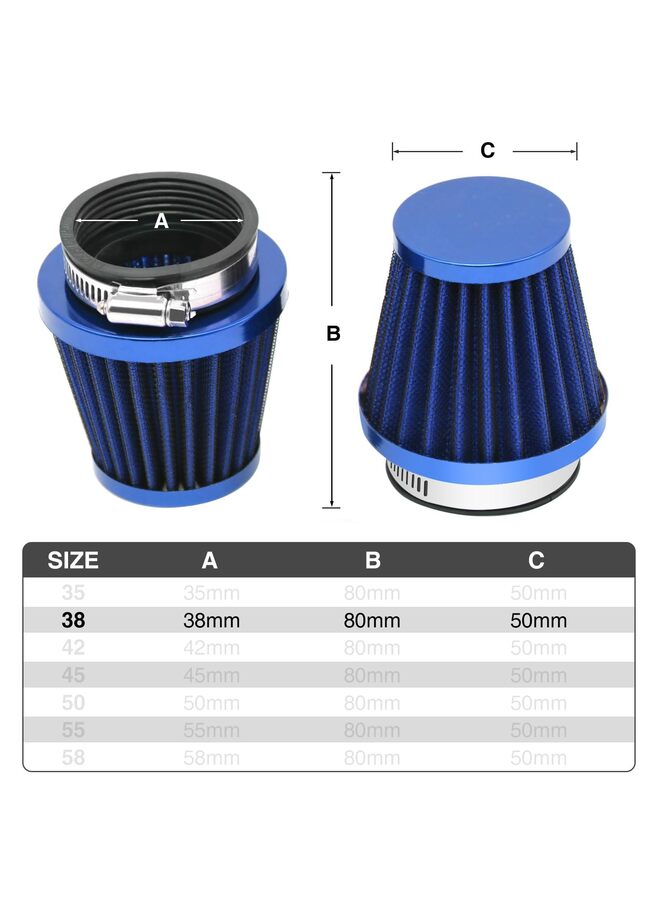 LAMAY 2pcs 38mm Motorcycle Air Filter with Fuel Valve Switch Fuel Filter and Fuel Hose Replacement for Moped Dirt Pit Bike ATV Scooter Motorcycle (BLUE) - Image 2